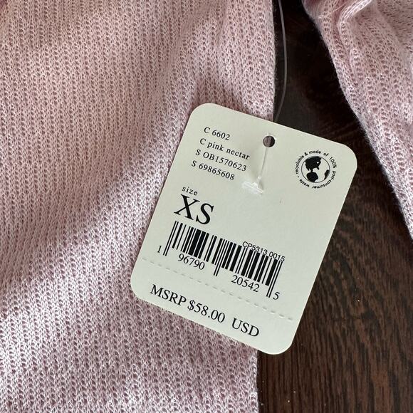 Free People Intimately Sloane Bodysuit Pink Nectar Knit WMN XS Henley Snap Scoop - Picture 4 of 13